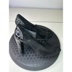 Via Spiga Black Leather Peep Toe Lace Booties Heels Sz 6.5 M